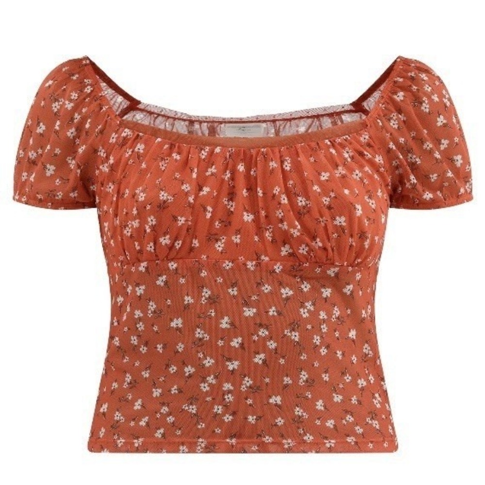 No Boundaries Juniors Scoop Neck Mesh Top XXS 00 New with Tags Fresh Coral Sheer